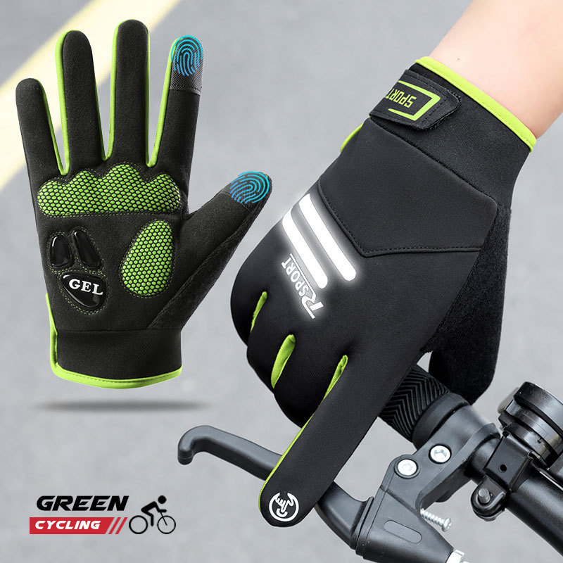 Guantes cálidos de ciclismo Motos para hombres y mujeres Moda más terciopelo Deportes al aire libre Otoño e invierno Pantalla táctil antideslizante Guantes antideslizantes de ciclismo