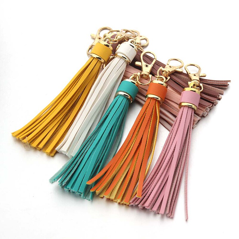Cross-border hot selling PU leather tassel bag ornaments silicone bracelet keychain accessories bracelet keychain tassel
