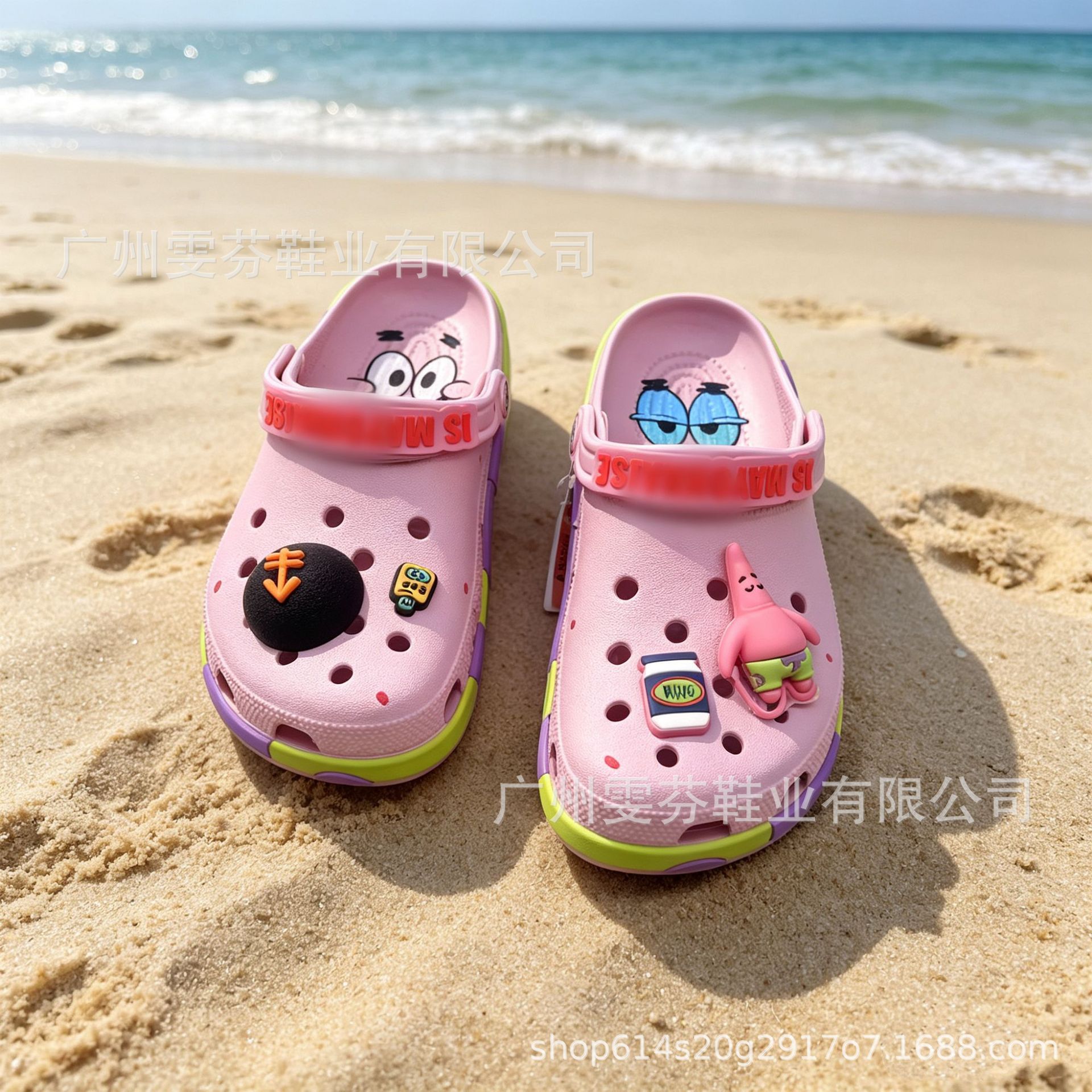 Cross's new Patrick Star cartoon clogs for men, women, and children, breathable, non-slip, co-branded beach shoes, closed-toe slippers