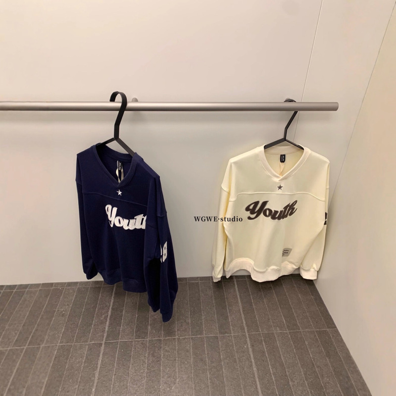 WGWE7142#元气学院 贴布刺绣球服宽松休闲卫衣卫衣|undefined