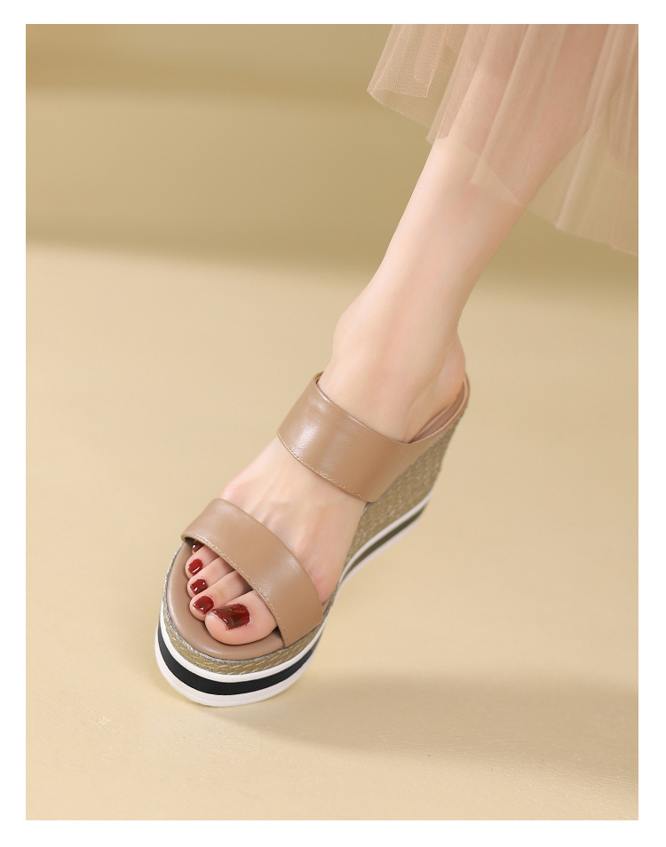 Sandal cao gót nữ đế xuồng 10 cm, hở mũi, phong cách mùa hè — đen chi tiết 8