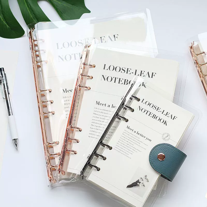 Removable PVC Notebook Cover for A6, A5, B5 Sizes with Gold, Silver, or Black Clips