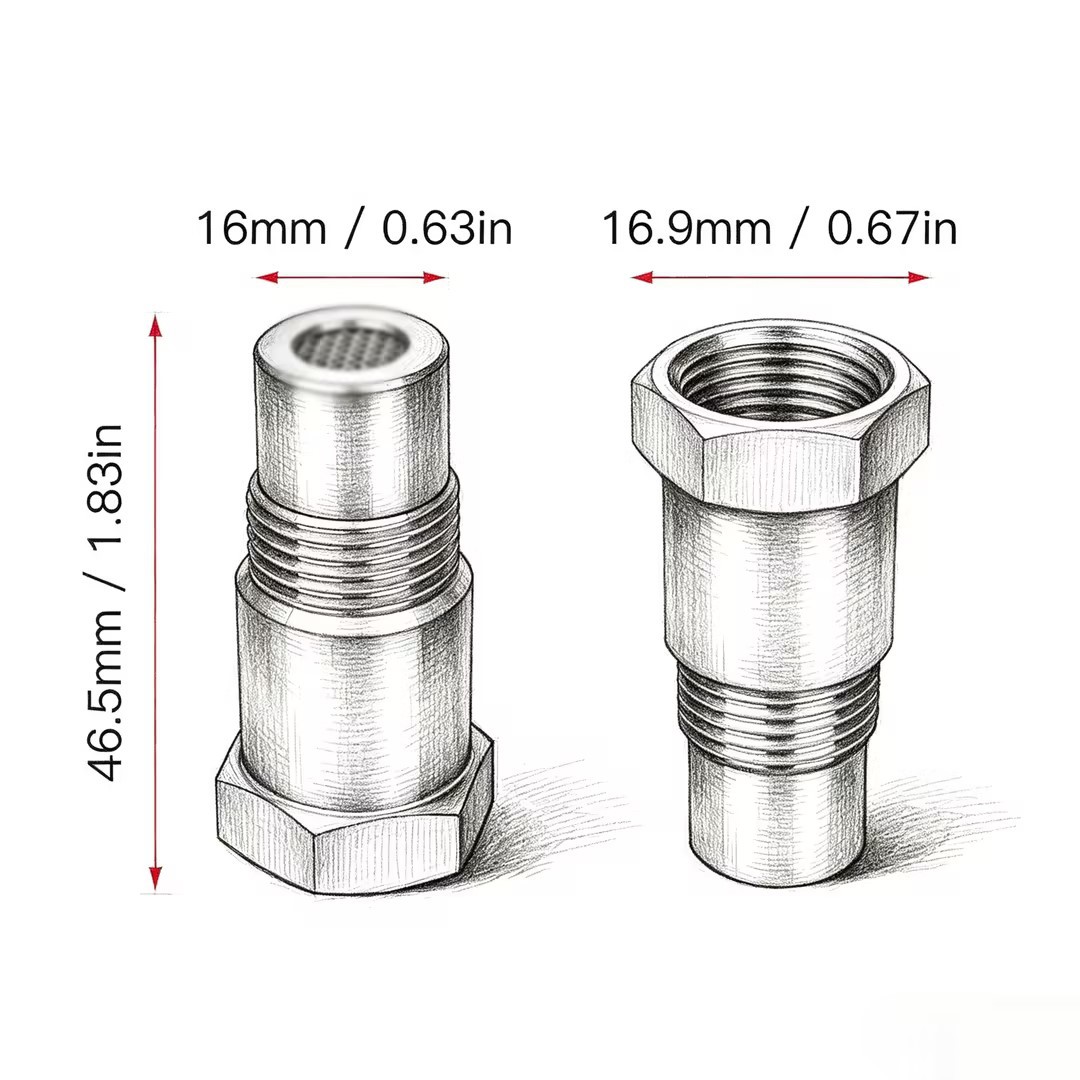 New cross-border 304 stainless steel car oxygen sensor, universal anti-wear and corrosion-resistant car accessory, small catalytic converter