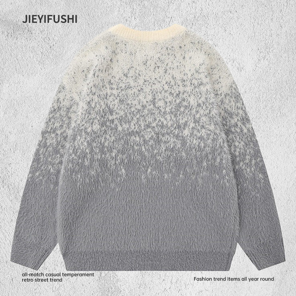 Autumn sweater with a round collar