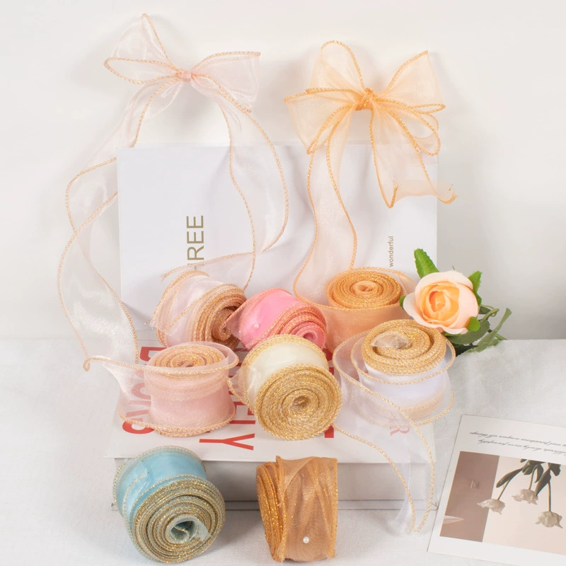 Цветная лента из пряжи «рыбий хвост» для упаковки цветов, рукоделия, декора, с жемчужным покрытием, для бантов и аксессуаров