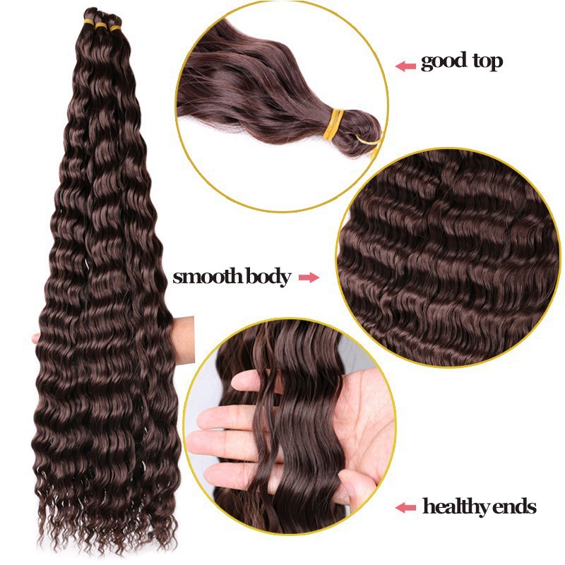 fibra de seda de alta temperatura pelucina de cabello de ganchillo cabello rizado onda profunda cabello Twist fibra de cabello trenzado
