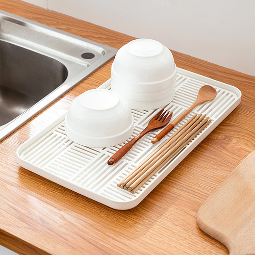 Household rectangular plastic double-layer drain tea tray dry soak Japanese kitchen creative fruit water cup tea set tray