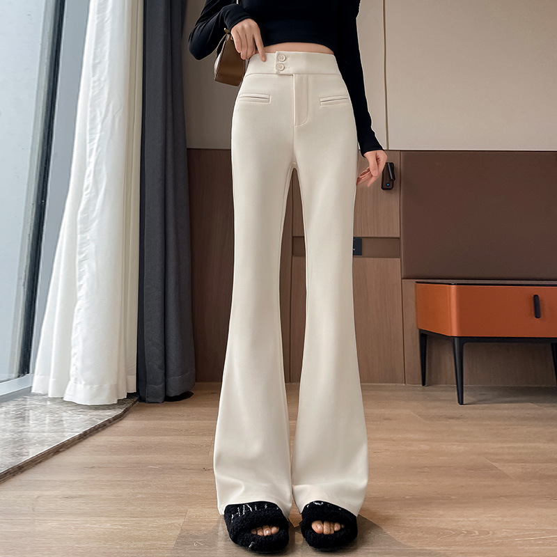 기모 세트 마이크로 바지 어린이 2024 올해 새로운 가을과 겨울 인기 걸레 바지 말굽 슈퍼 모델 바지