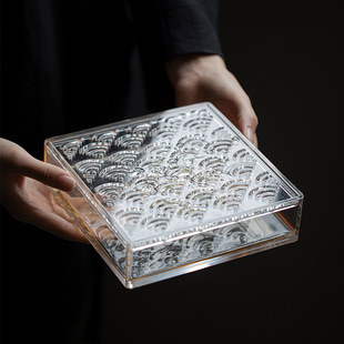 Acrylic transparent small tea tray draining and storing tea tray pot holder with lid dry tea table tea table simple