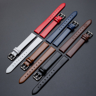 In-Stock Genuine Leather Watch Strap Plain Women's Watch Chain Calfskin 10 12 14 16mm Watch Strap Plain Genuine Leather Watch Strap