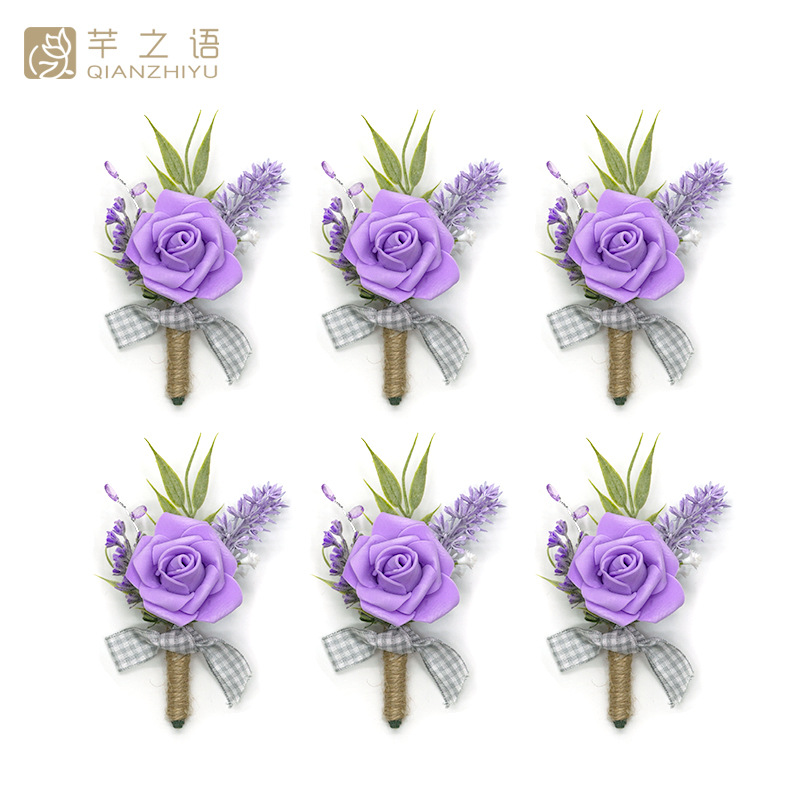 新品亞馬遜同款手工仿真小玫瑰胸花婚禮新娘伴娘歐式迎賓森系批發(fā)