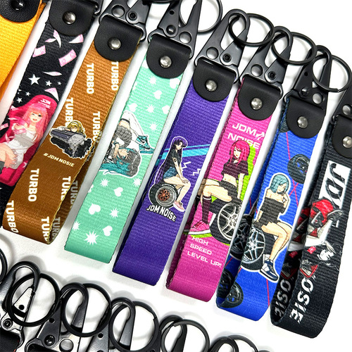 JDM Car Modification Anime Digital Printing Eagle Beak Connector Keychain Bag Hook Key Ring Ribbon