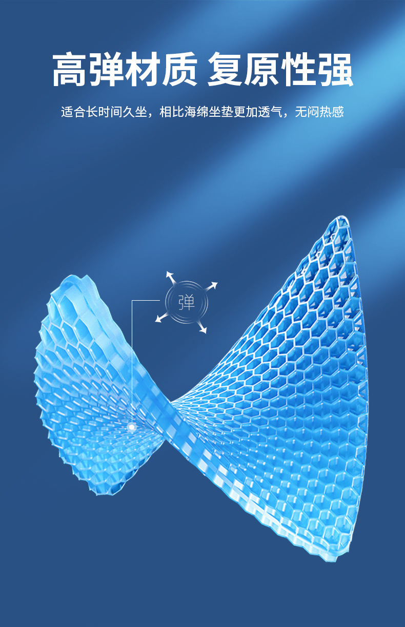 Summer Gel Honeycomb Seat Cushion, Enlarged Car Honeycomb Seat Cushion, Ventilated and Breathable Thick Seat Pad, Jelly Cooling Pad