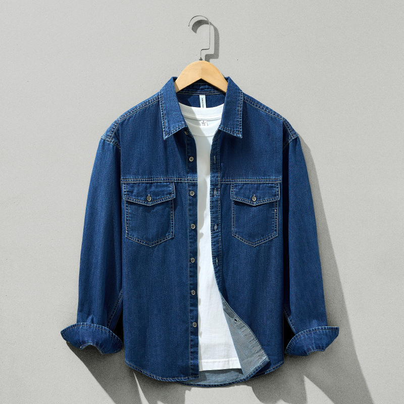 W805 Men's New Thickened Denim Shirt Autumn Japanese Style Simple Handsome Loose Versatile Shirt Factory Direct Sale W805 Men's New Thickened Denim Shirt Autumn Japanese Style Simple Handsome Loose Versatile Shirt Factory Direct Sale