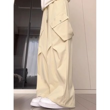 阔腿工装裤女春秋季2025新款高腰宽松遮胯显瘦大口袋美式拖地裤裤