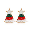 Christmas metal cartoon earrings with bow, European style, with snowflakes