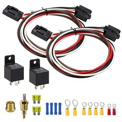 Zylw/ダブル電動冷却ファンハーネスセット185オン175オフサーモスタット40a自動車リレーハーネス