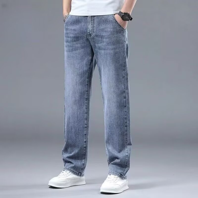 Summer Thin Jeans for Men, Loose Fit, 2026 American Style Trendy Brand, Stylish Straight-Leg Versatile Stretch Casual Pants