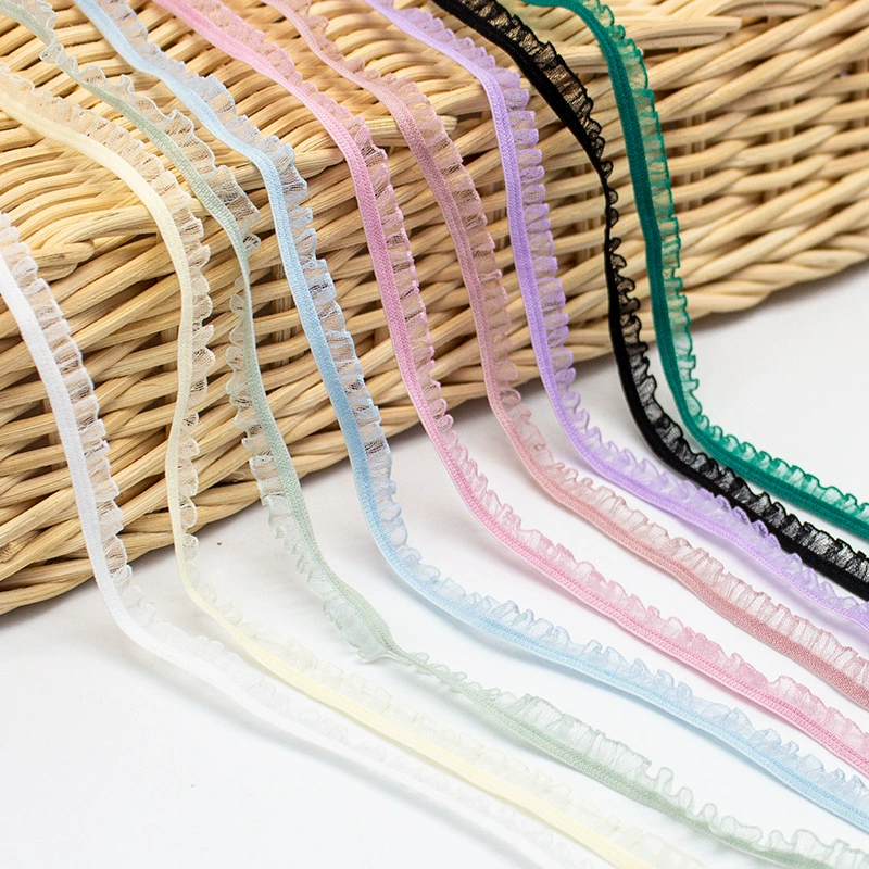 В наличии 9 видов цветов 0,6 см односторонняя Снежная пряжа грибок эластичное кружево матовая нейлоновая резинка с рюшами Одежда для куклы BJD