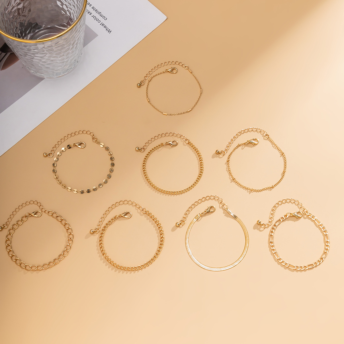 Bijoux en métal style punk avec ensemble complet de diamants et chaîne à griffes, bracelet à paillettes en os de serpent et papillon_voghion.com