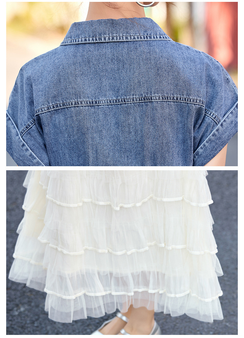 Váy liền denim tay ngắn thắt eo tôn dáng mới mùa hè 2025 YH2666 — Màu như hình chi tiết 22