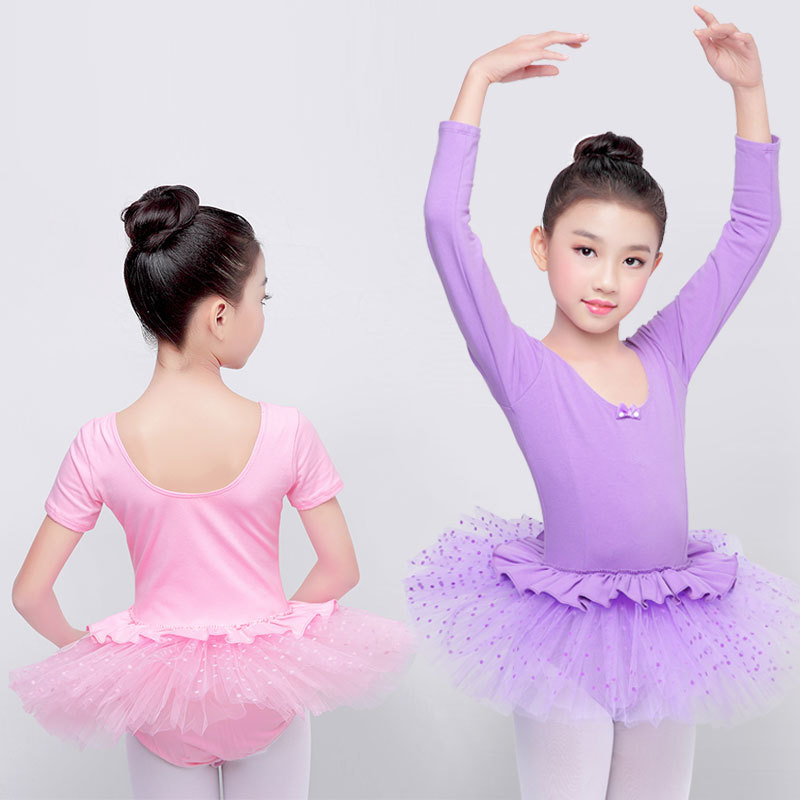 Traje de baile para niños vestido de Ballet para niñas manga larga media y grande para niños de una pieza pettiskirt traje de rendimiento vestido de princesa al por mayor
