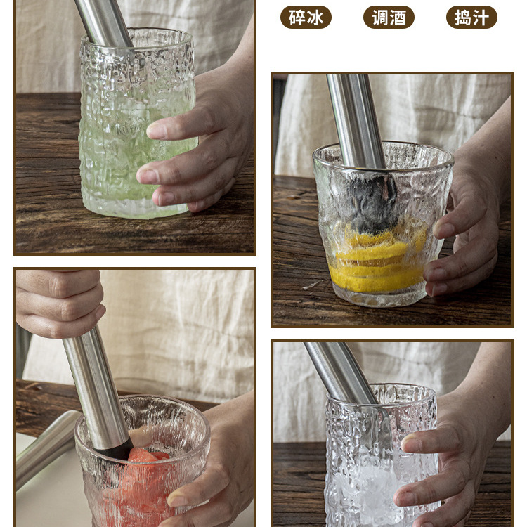 [Palo de trituración de hielo de acero inoxidable] jugo de fruta presionando palo golpeando la mano Té de limón leche herramienta de té martillo de trituración de hielo