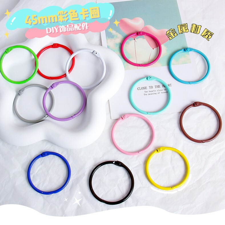 45mm Colorful Painted Spring Ring Candy Colorful Card Ring Keychain Open Ring Buckle Buckle DIY Jewelry Accessories