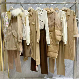24秋冬诺蔓琦气质名媛修身连衣裙羽绒服外套大衣品牌折扣直播货源