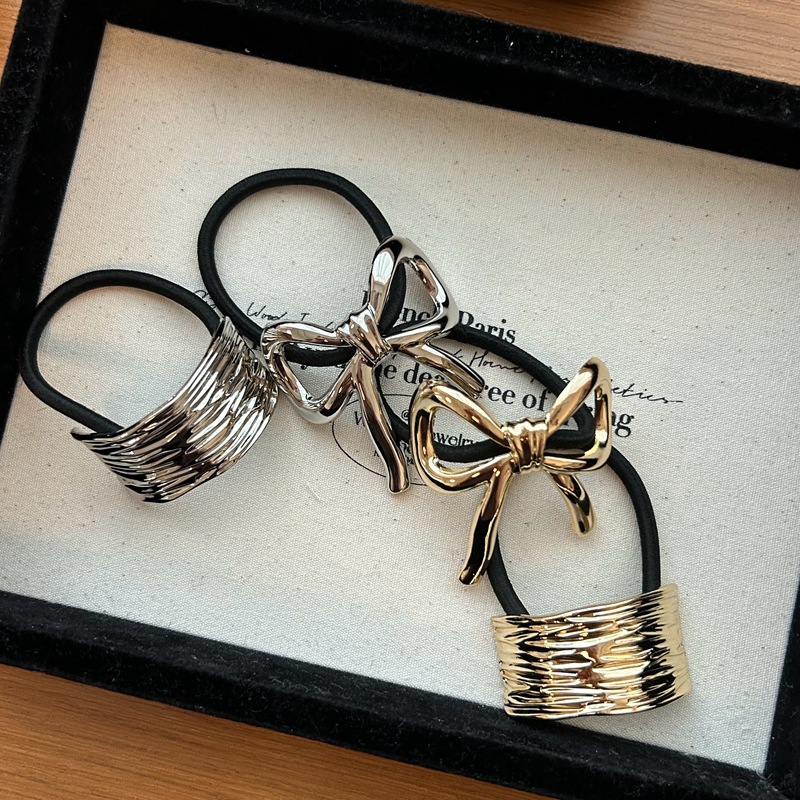 20g Weight Hair Tie Hair Accessories Type 1 Piece Quantity Holiday, Daily, Street Occasion Alloy Material Bow Knot Pattern Women's Gender French Style, IG Style Style Women's IG Style French Style Bow Knot Alloy Hair Tie 3