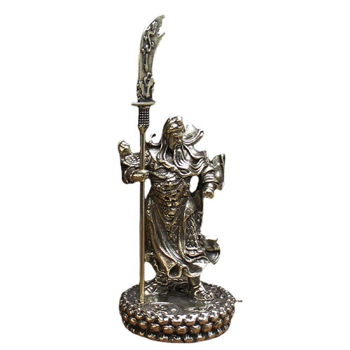 Brass standing knife, Guan Gong ornaments, handicrafts, living room shop, copper weapon, God of Wealth, Guan Gong statue, enshrined statue of Tang Teng bronzeware