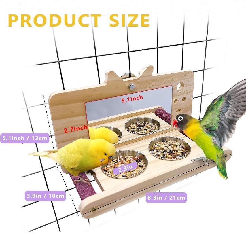 Wooden parrot cage food box station stand play cage accessories trimming nail feed box bird cage accessories feeder 3