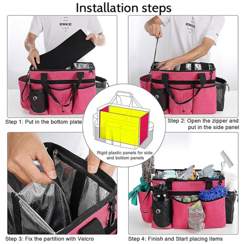 Nuevo kit de limpieza doméstica transfronteriza especial con placa de soporte resistente gran bolsa de limpieza con partición desmontable