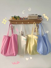 日韩maaas糖果色字母单肩手提帆布包ins学生上课包简约环保购物袋
