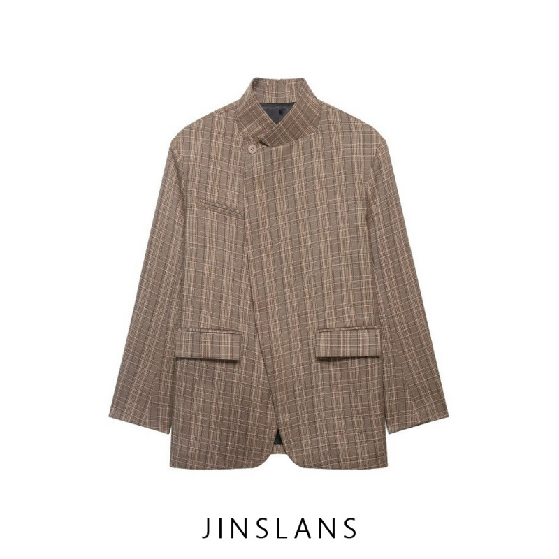 Cross-Border Foreign Trade Za European and American Style Women's Clothing Aliexpress Hot-Selling Fashion Elegant Simple Versatile Plaid Blazer Cross-Border Foreign Trade Za European and American Style Women's Clothing Aliexpress Hot-Selling Fashion Elegant Simple Versatile Plaid Blazer
