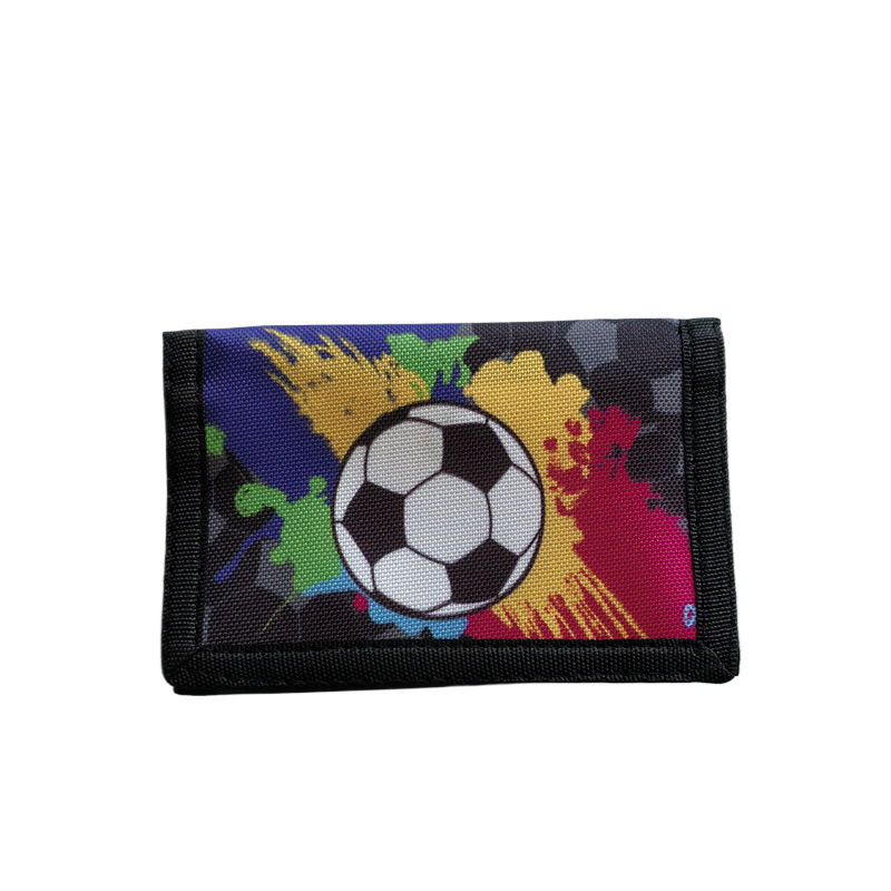牛津布儿童足球三折折叠钱包户外挂钩足球系列钱包礼品拉链零钱包
