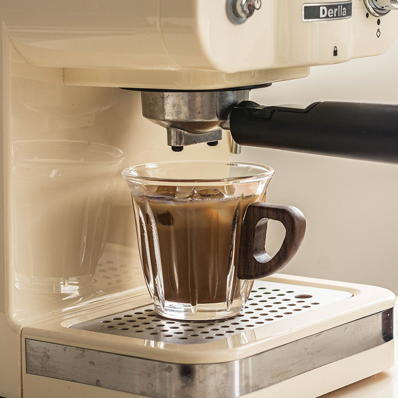 Transfronterizo sucio taza de café blanco australiano exquisito vidrio casero italiano taza de latte set de nuez