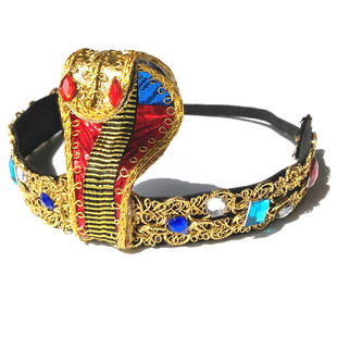 Halloween Cleopatra Sticker Diamond Headwear Golden Gem Snake Head Headwear Party Costume Accessories Snake Headwear