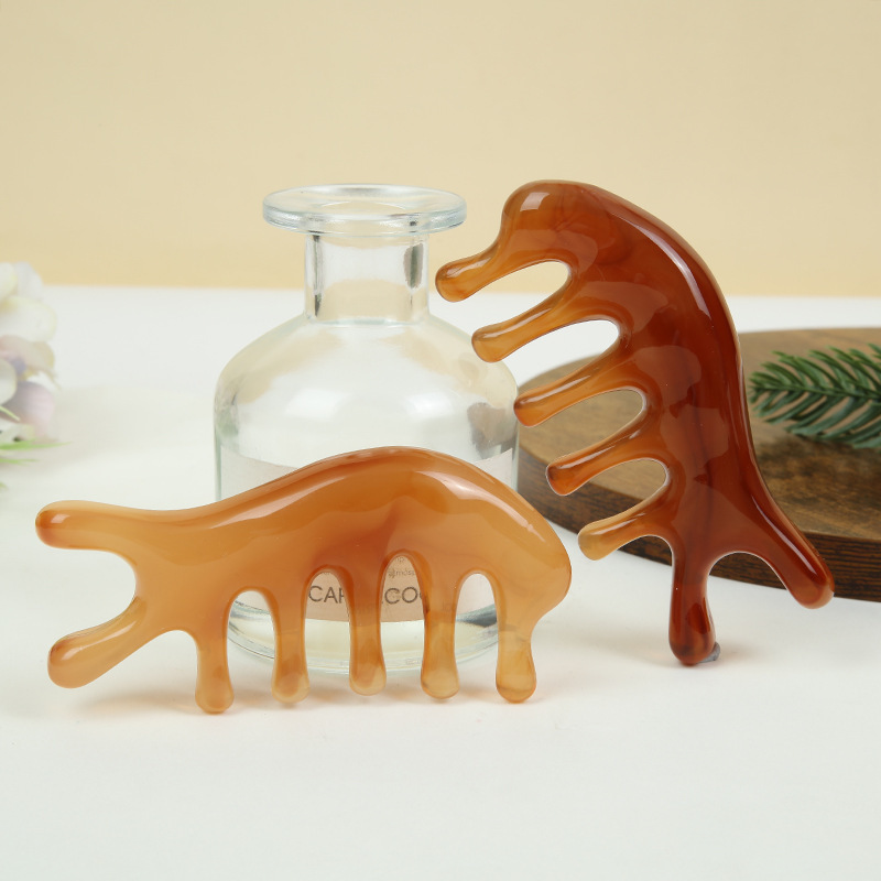 鼻を伸ばして鼻を剃る器のイルカの頭の肩首のマッサージの櫛の樹脂の檀木の大きい5歯の丸い頭の経絡の頭の皮の治療の櫛|undefined