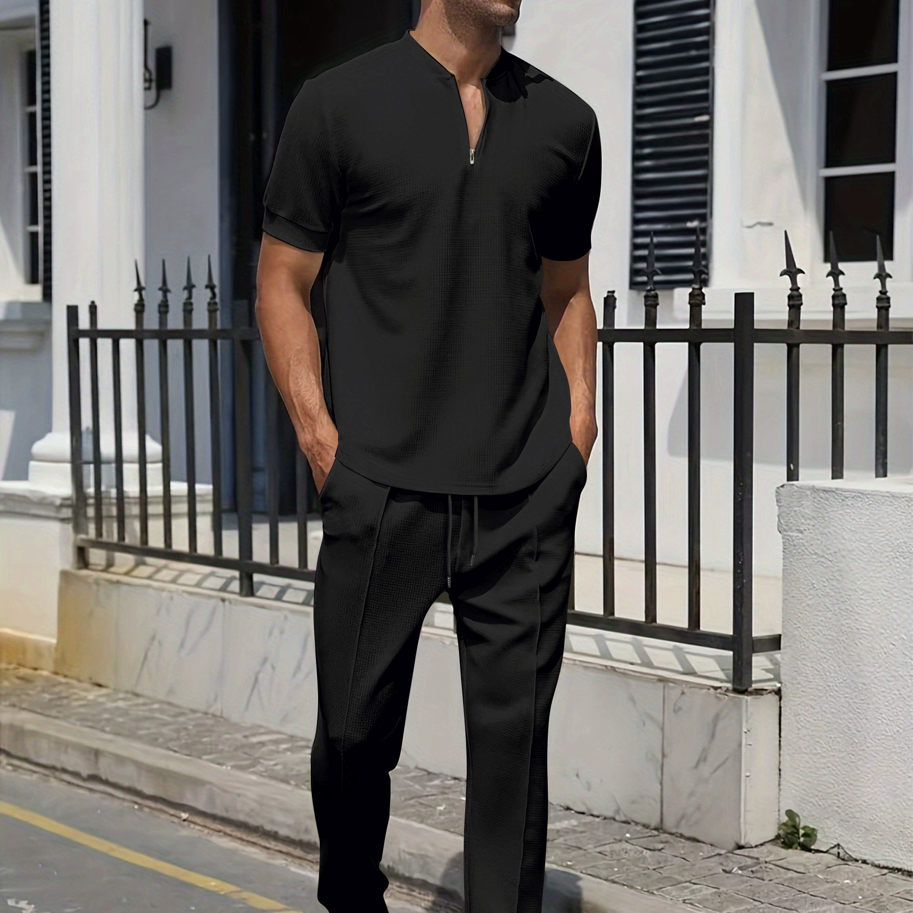 (Cross-border trading), set for leisure, Amazon, with short sleeve