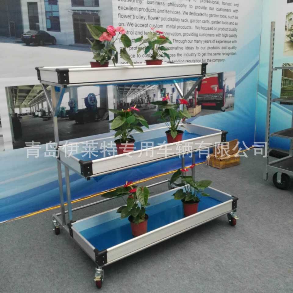 厂家直销花园中心铝合金展示花架，  花店三阶梯移动花架
