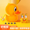 Cross border new pattern children Integrated silica gel Dinner plate Cartoon Yellow duck baby Complementary food Feeding Fork spoon tableware