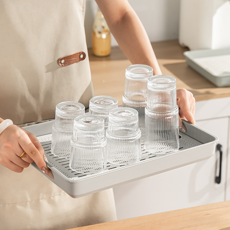 차 쟁반 가정용 직사각형 건조 트레이 물 컵 차 컵 랙 거실 커피 테이블 과일 트레이 저장 랙 차 홀더 큰 크기