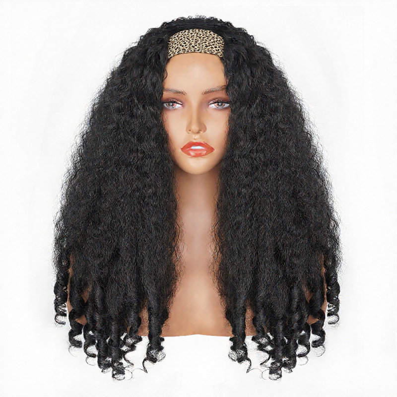 アフリカアフロヤキカーリーリボンヘアバンドカーリー化学繊維ウィッグ|undefined