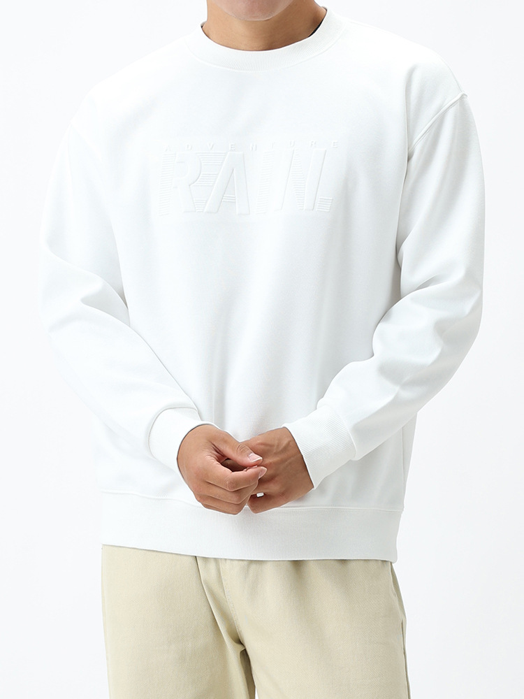 Marca de marea letras estampadas pesadas camisetas de hombre otoño-invierno 2025 nuevo estilo primavera- Otoño cuello redondo suelto manga larga manga manga larga