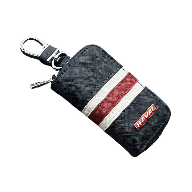 Car keys, modern key bag with zipper, three colors