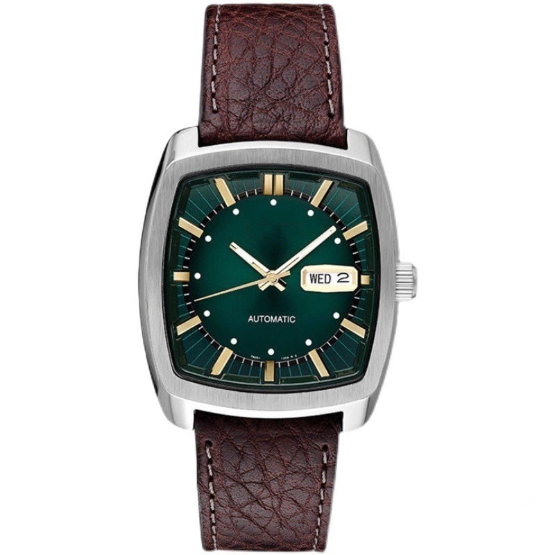 2026 Jingjia Gongpai Cross-Border Fashion Retro Barrel-Shaped Automatic Mechanical Casual Men's Waterproof Dual Calendar Watch