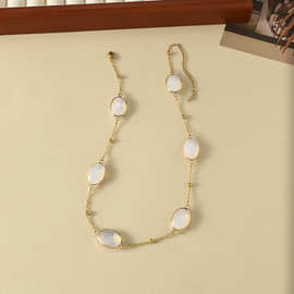 直播爆款钛钢链条项链轻奢百搭毛衣链独特设计时尚精致锁骨链批发