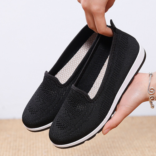 鞋子女夏季一脚蹬老人鞋软底老北京布鞋透气浅口中老年妈妈鞋