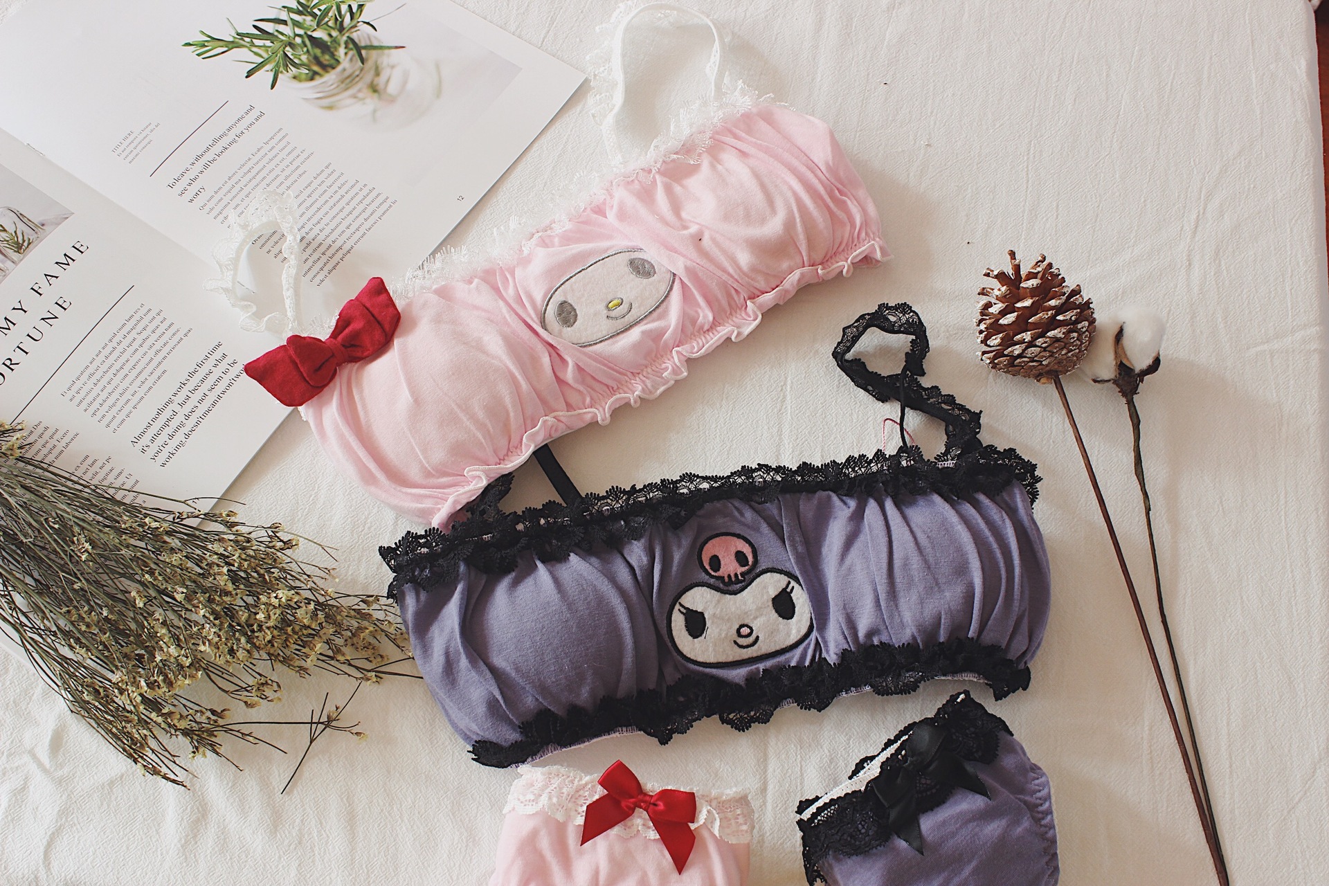 Entrega de una pieza Amazon japonés lindo tubo de dibujos animados traje superior chica ropa interior sujetador hogar